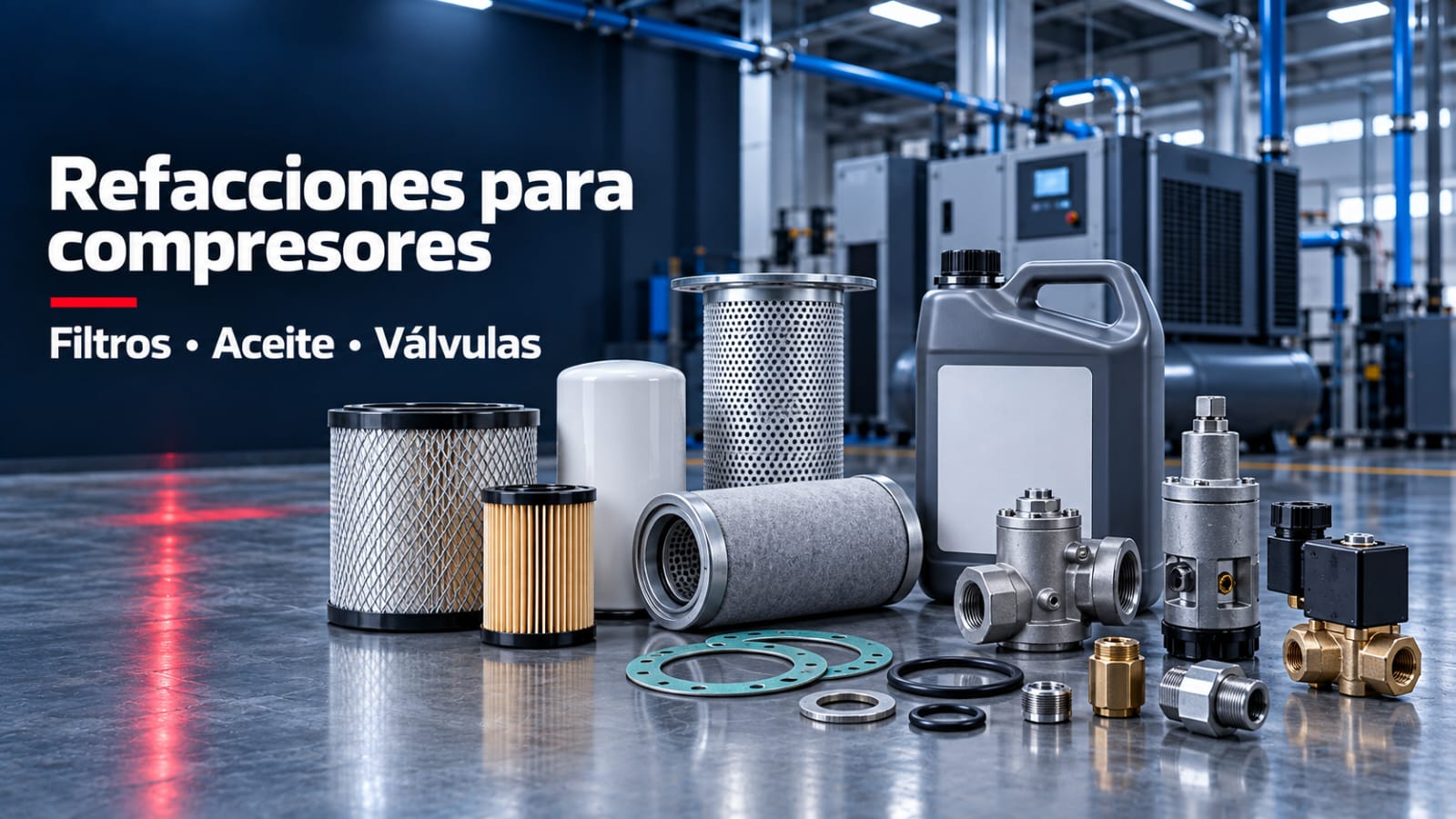 Refacciones para compresores: filtros, aceite y válvulas
